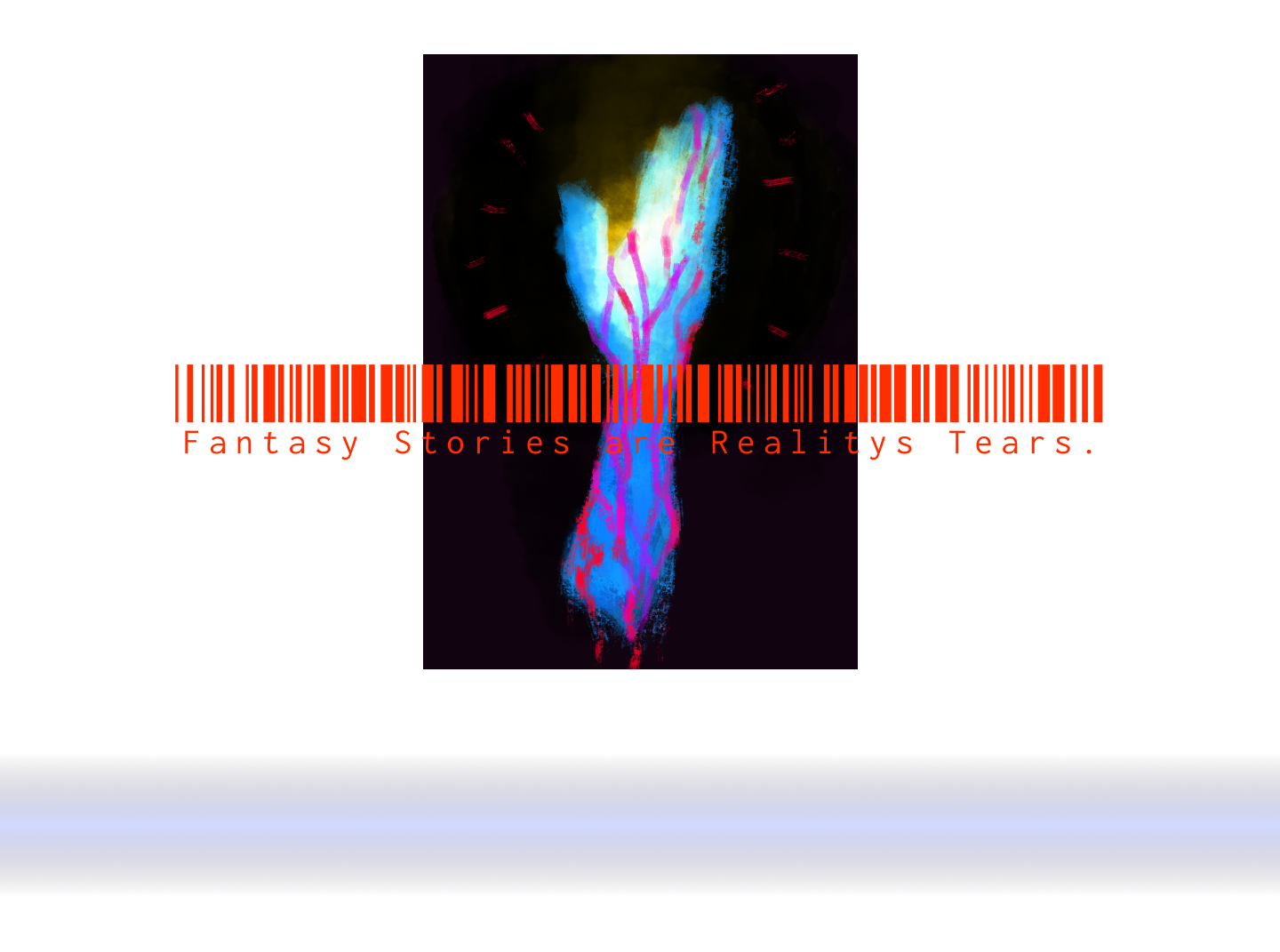 Blue hand with red dripping from it's palm